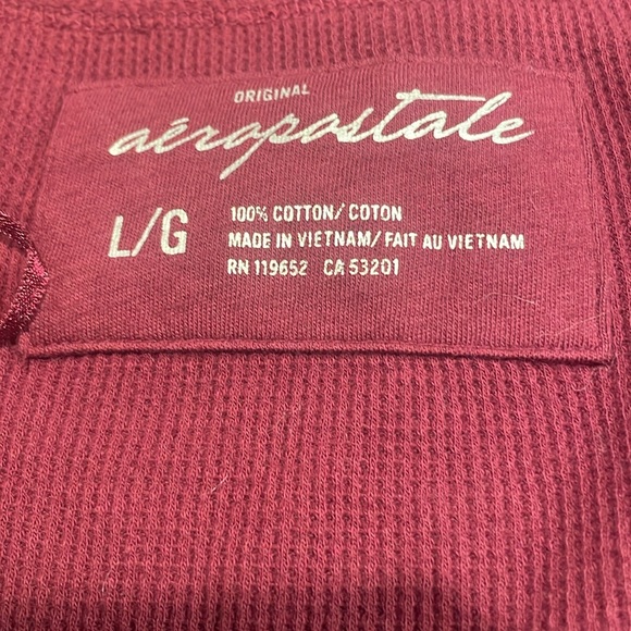 Y2K Aeropostale burgundy red 100% cotton cap sleeve pullover top waffle knit L - Picture 7 of 9